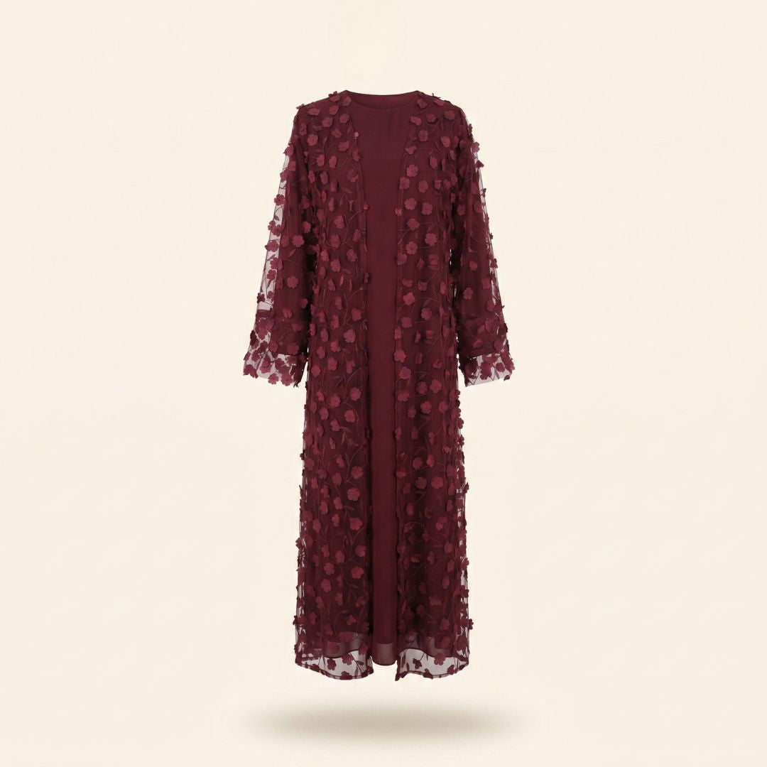 Abaya mit Kimono im Blumenmuster