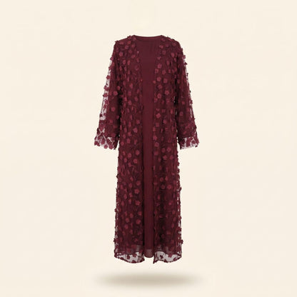 Abaya mit Kimono im Blumenmuster