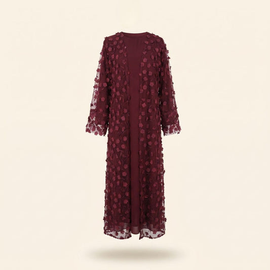 Abaya mit Kimono im Blumenmuster