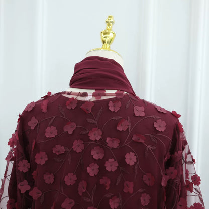 Abaya mit Kimono im Blumenmuster