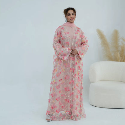 Abaya mit Kimono im Blumenmuster