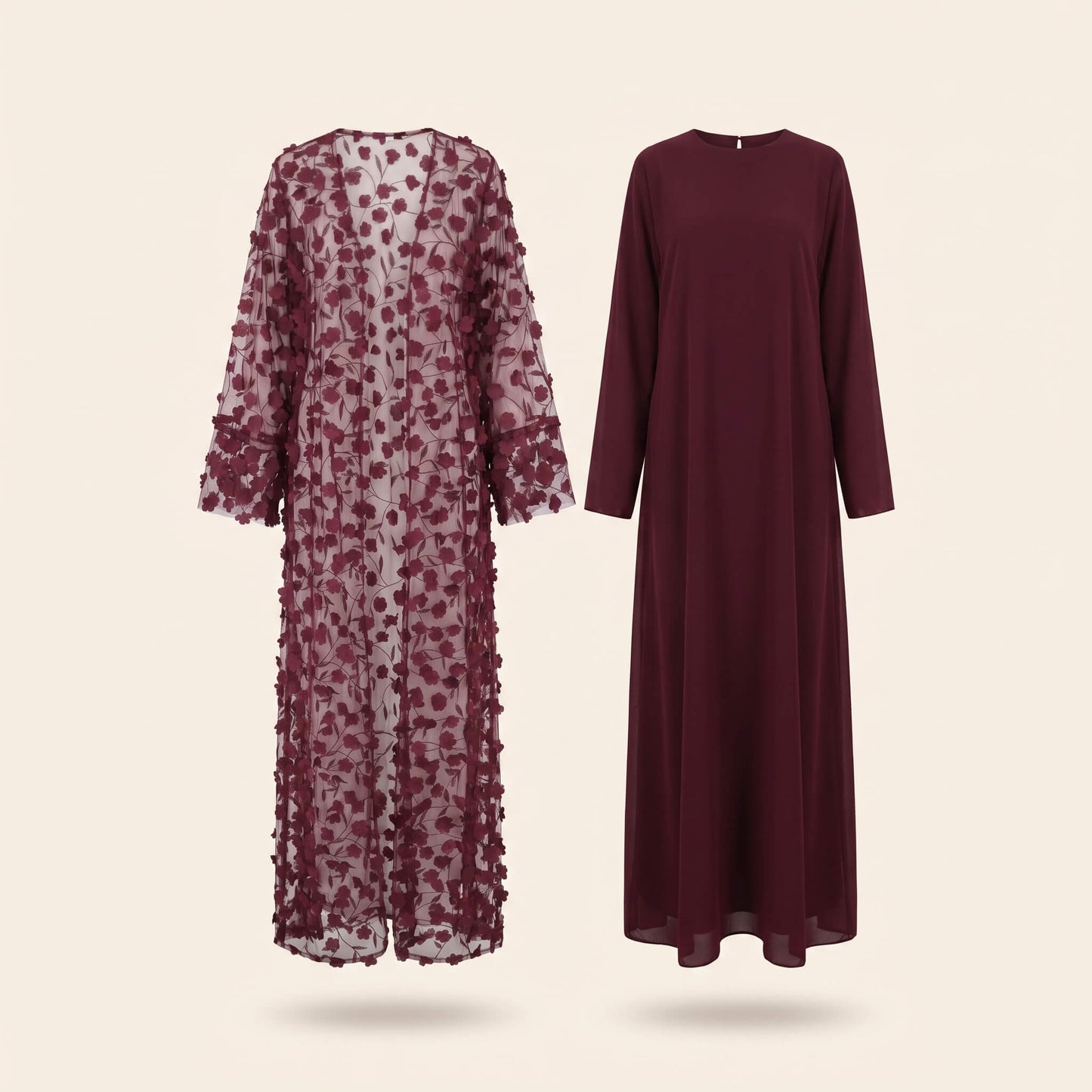 Abaya mit Kimono im Blumenmuster