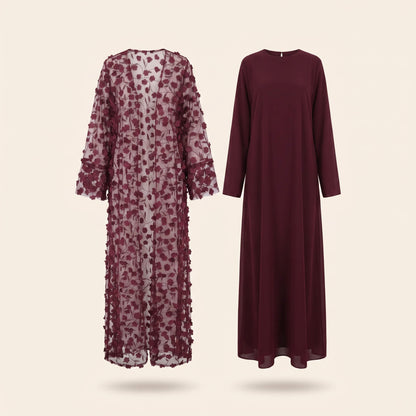 Abaya mit Kimono im Blumenmuster